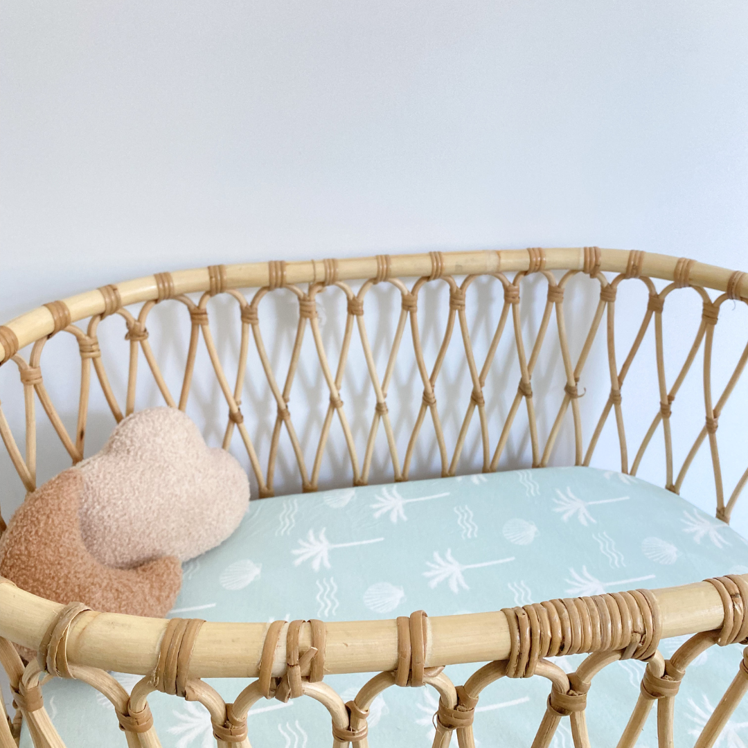 Fitted Jersey Cotton Bassinet Sheet/Change Table Cover - Sage Palm