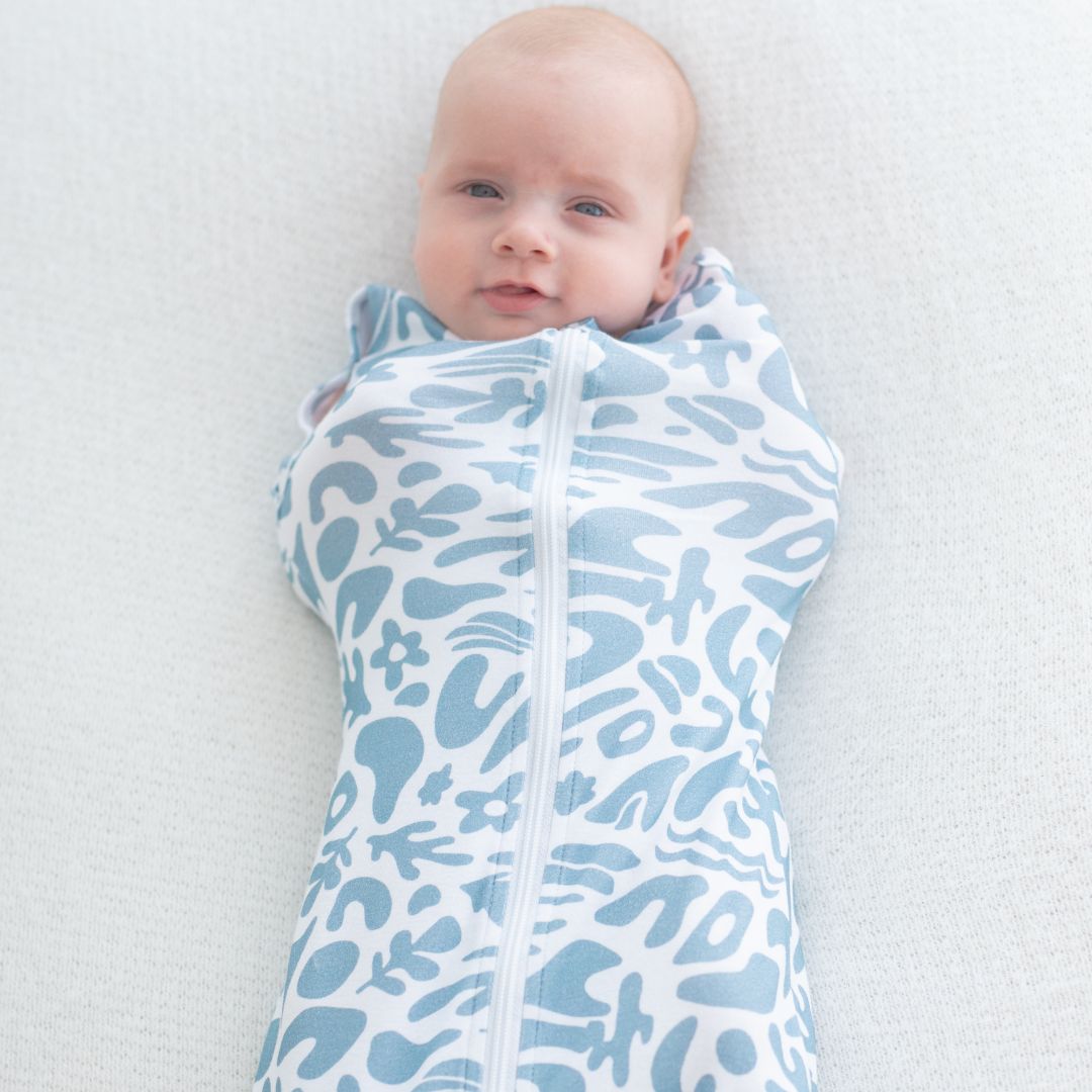 Newborn Cotton Sleeping Bag 1.0 TOG - Blue Swirl