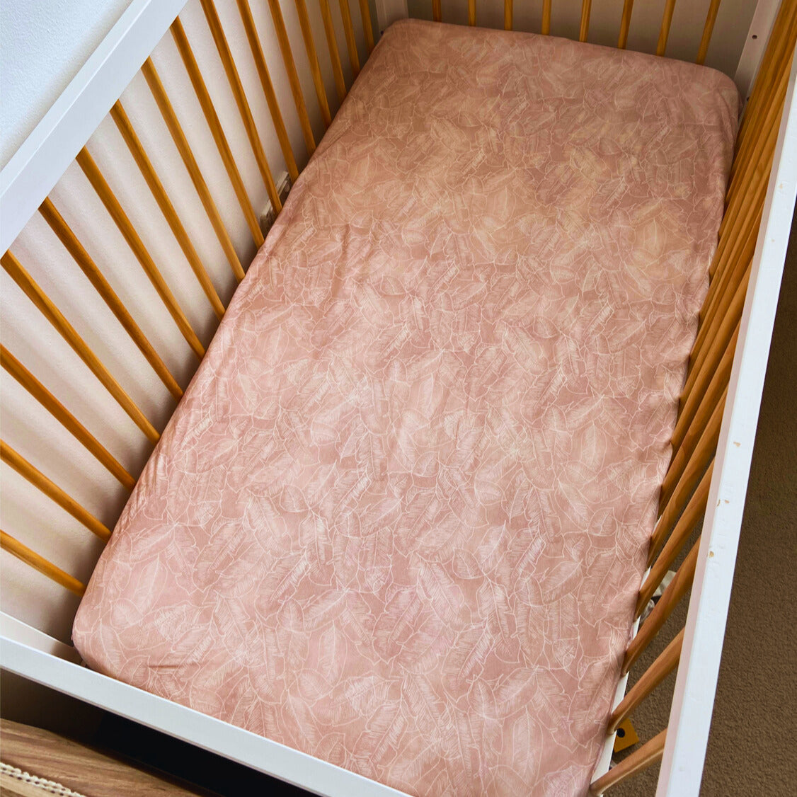 Jersey Cotton Cot Sheet - Pink Palm