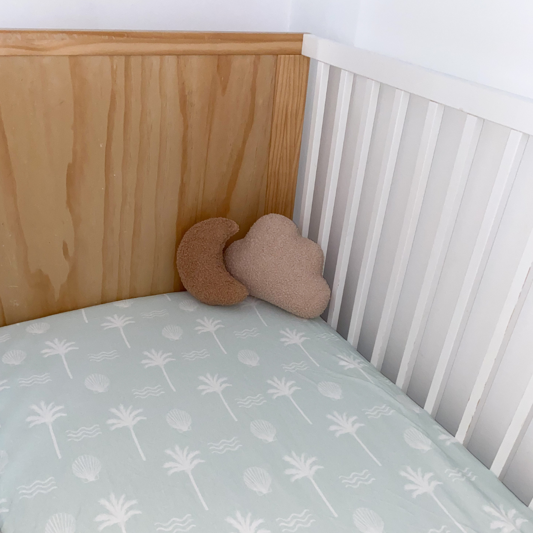 Jersey Cotton Cot Sheet - Sage Palm