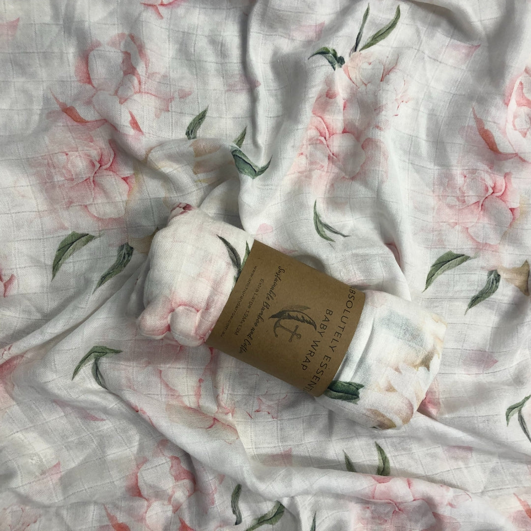 Organic Bamboo Cotton Swaddle - Pretty Peony
