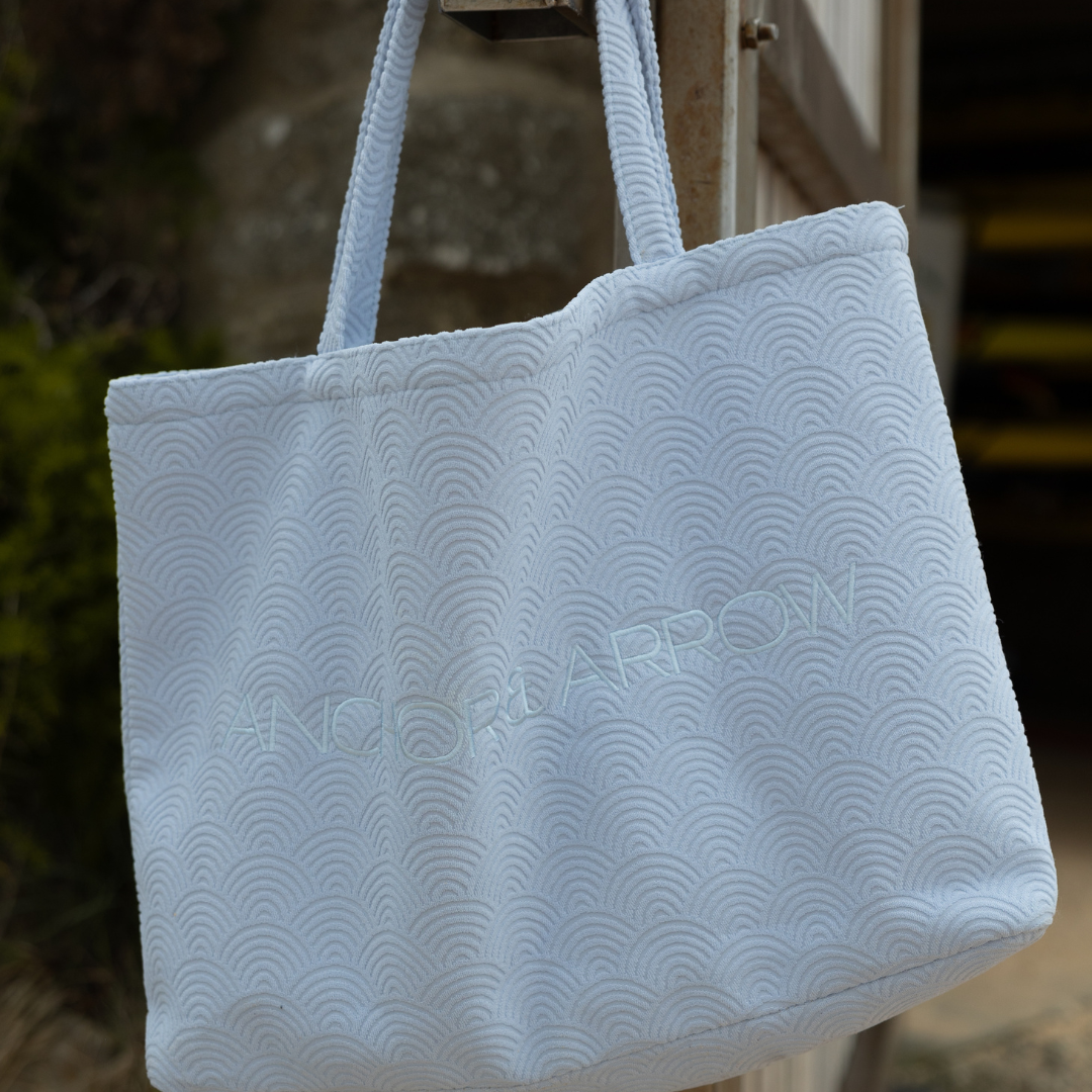 NEW Terry Towel Beach Bag & Clutch - Sky Blue