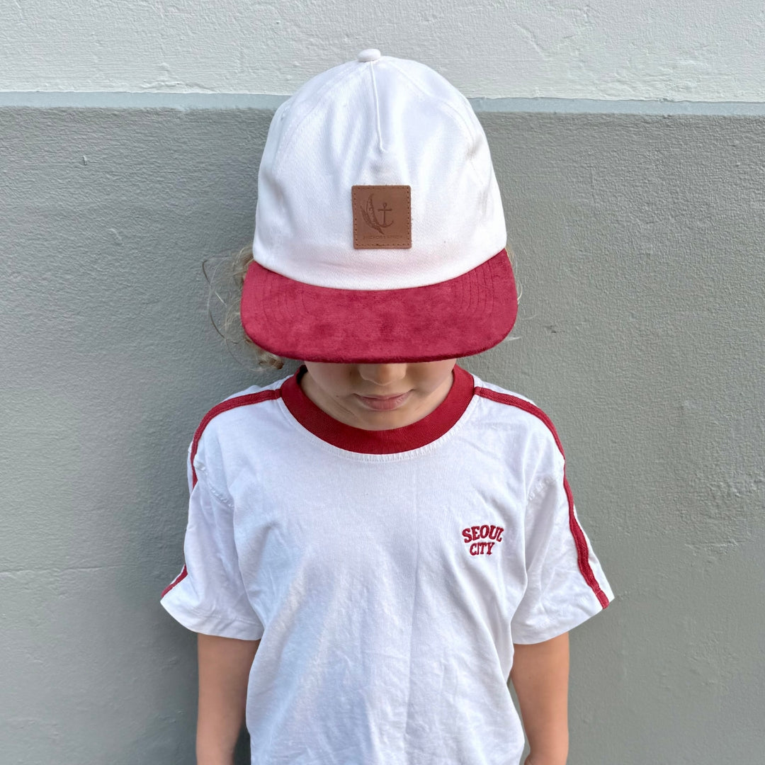 Cruiser Cap - Beige Canvas & Cherry Suede