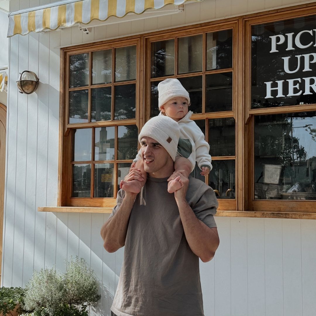 Matching Cotton Beanies - Sand