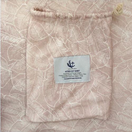 Fitted Jersey Cotton Bassinet Sheet/Change Table Cover - Pink Palm