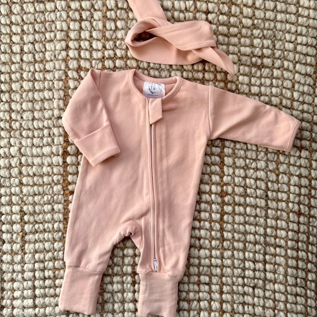Warm Zippy Romper - Blush