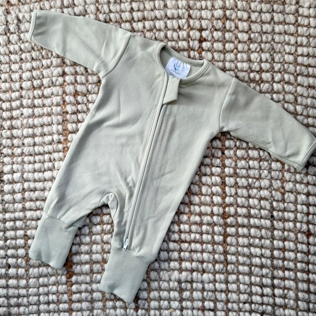 Warm Zippy Romper - Sage