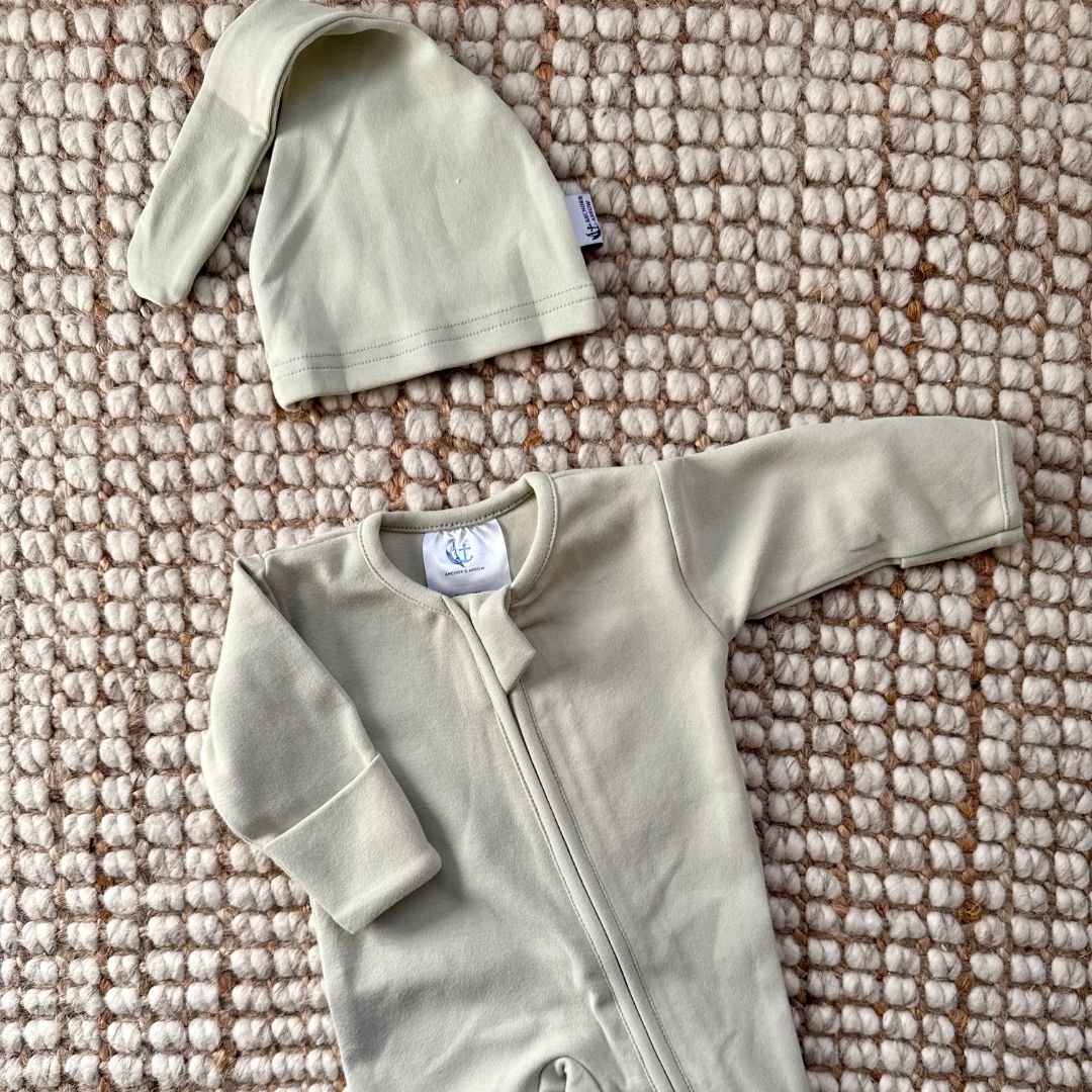 Warm Zippy Romper - Sage