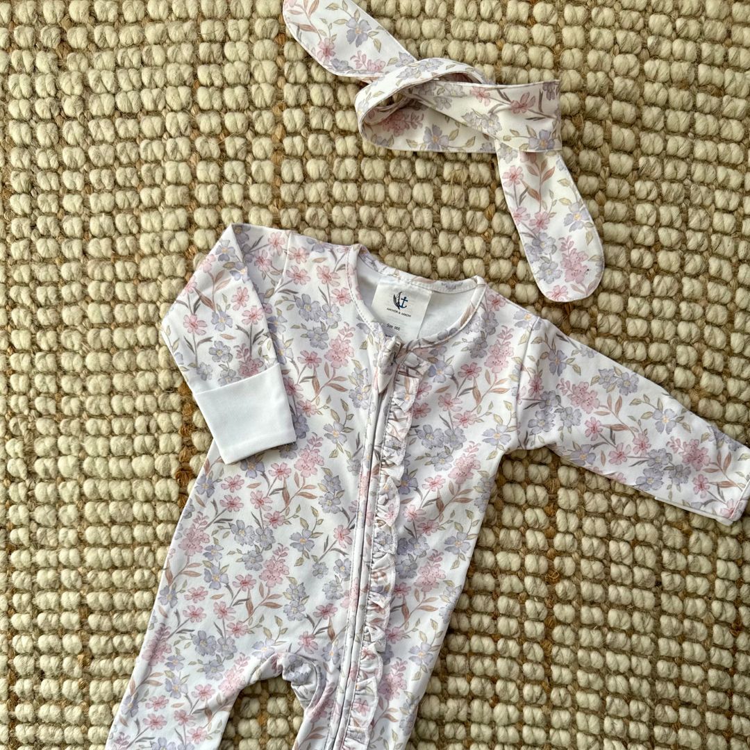 Frill Long Zippy Romper - Daisy Dreams