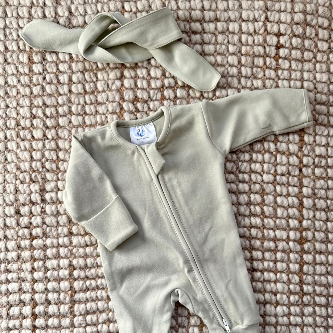 Warm Zippy Romper - Sage