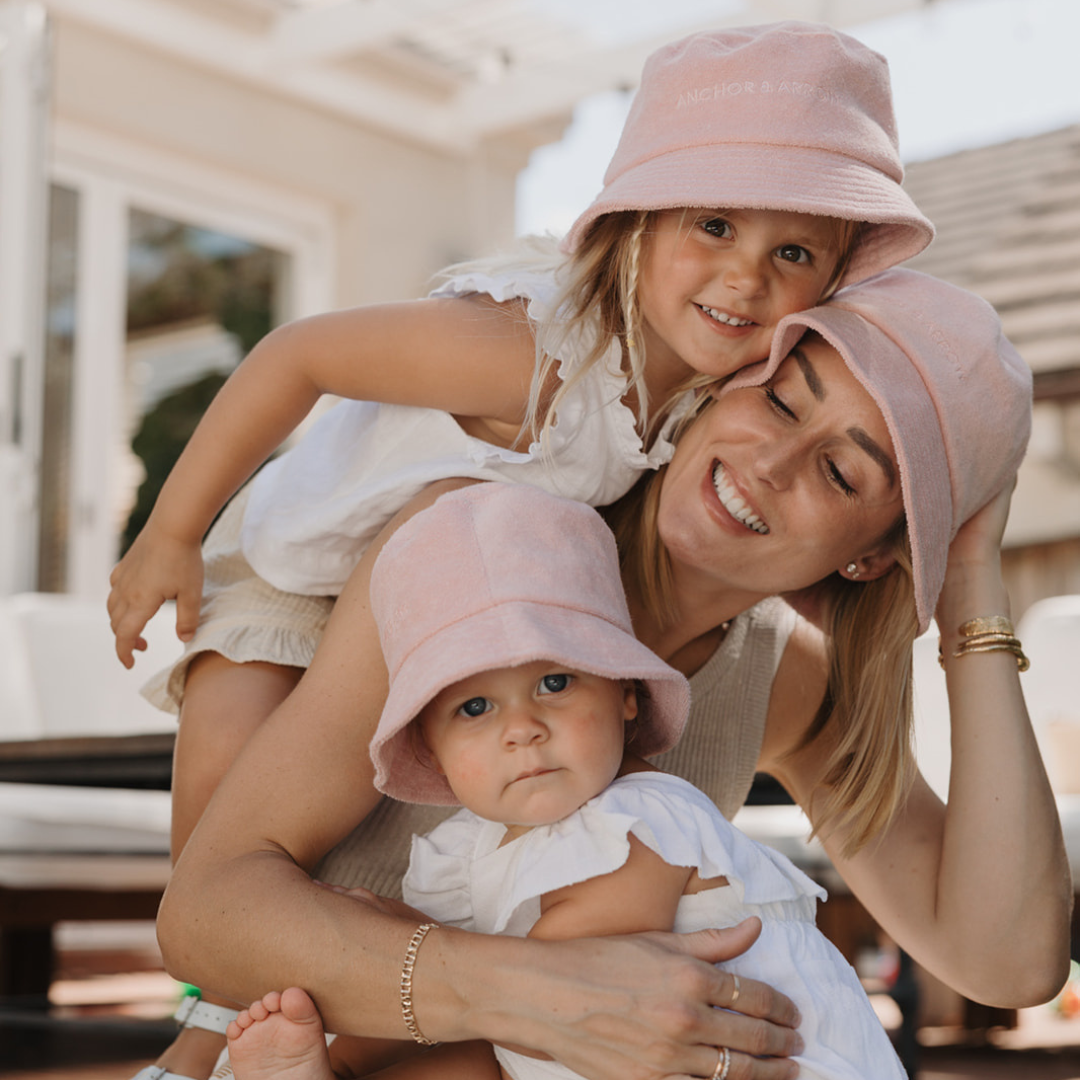 Terry Towelling Bucket Hat - Blush