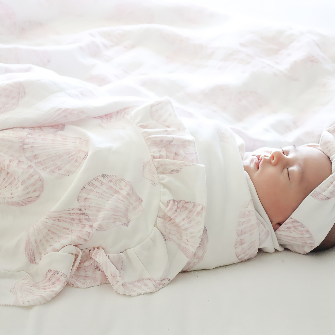 Jersey Swaddle & Top Knot - Sea Shells