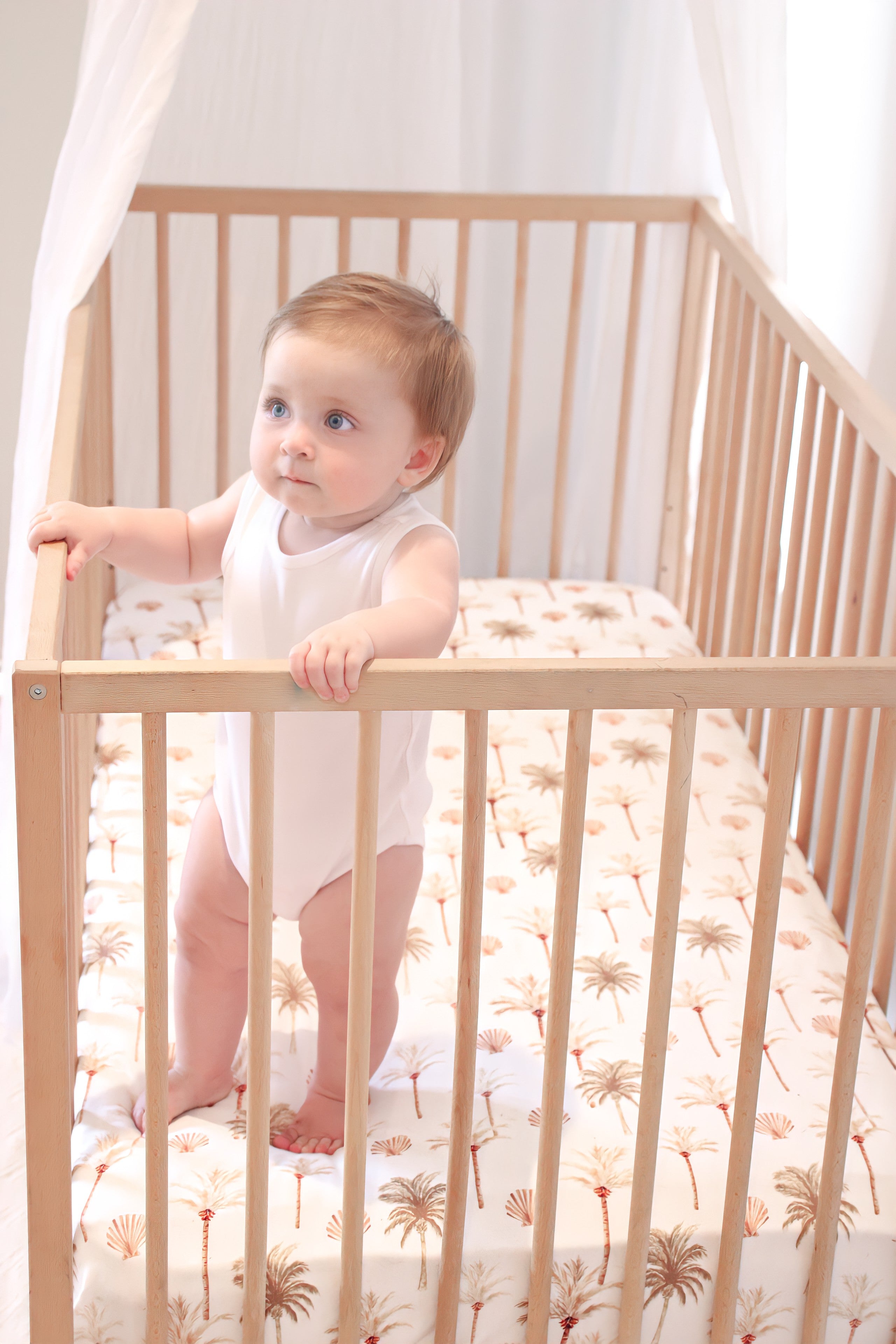Jersey Cotton Cot Sheet - Summer Palm