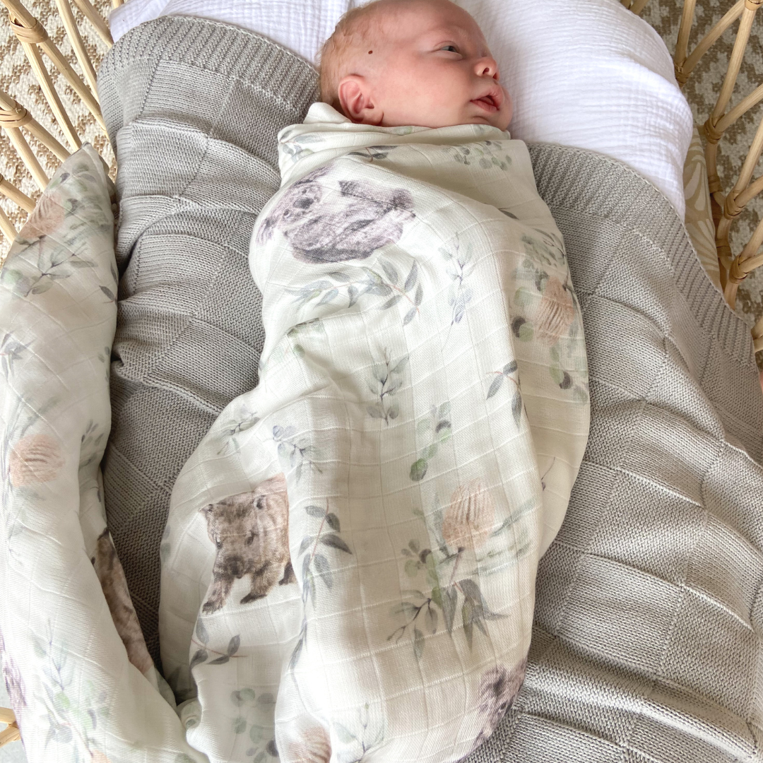Organic Bamboo Cotton Swaddle - Australiana