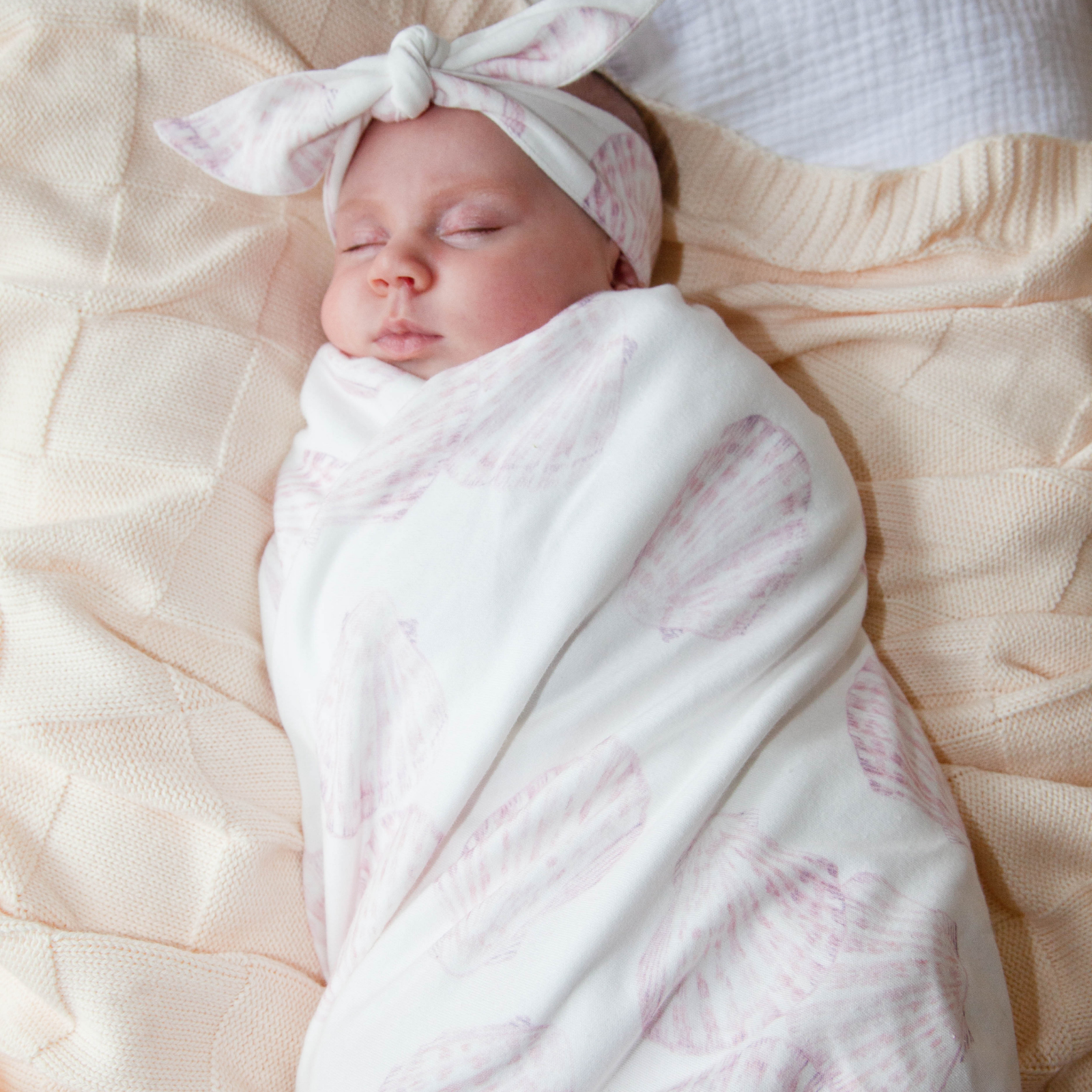 Jersey Swaddle & Top Knot - Sea Shells