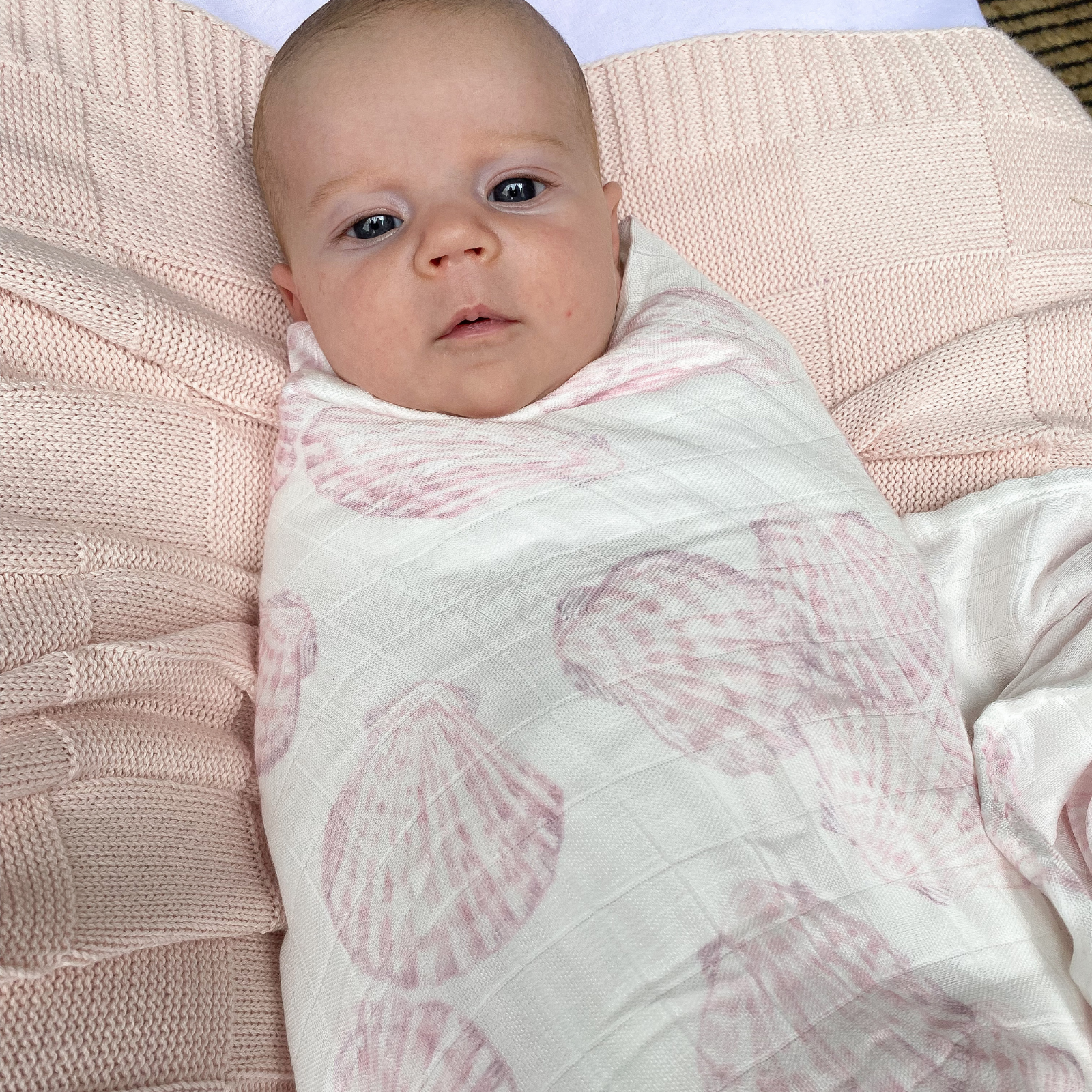 Organic Bamboo Cotton Swaddle - Sea Shells