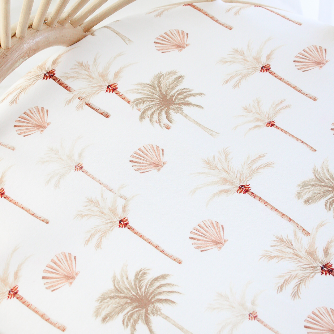 Fitted Jersey Cotton Bassinet Sheet/Change Table Cover - Summer Palm