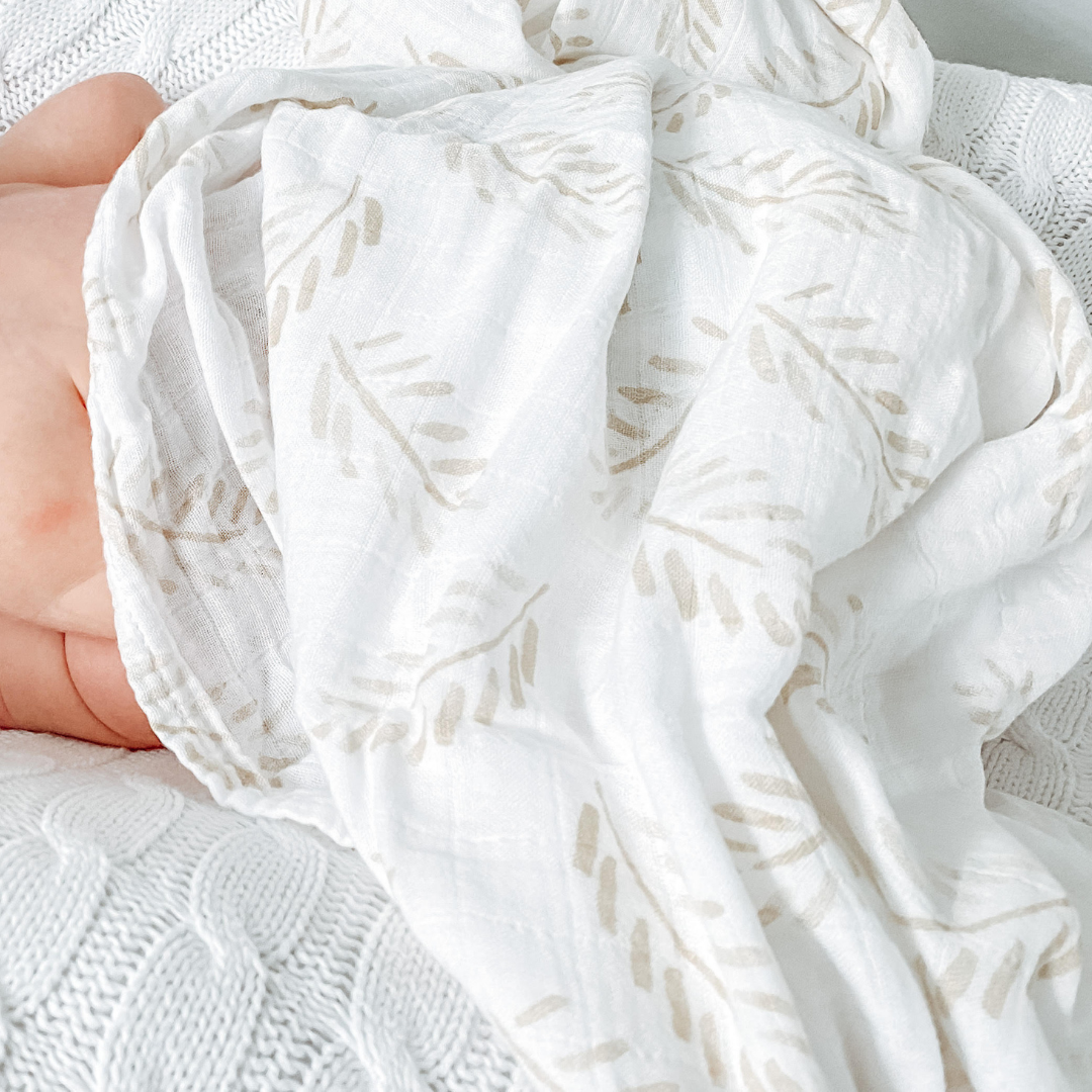 Organic Bamboo Cotton Swaddle - Gold Fern