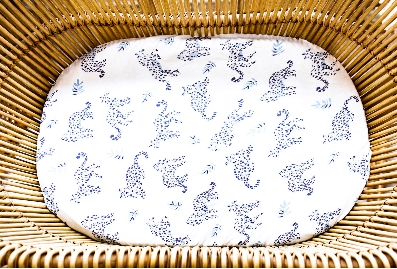Fitted Jersey Cotton Bassinet Sheet/Change Table Cover - Little Leopards