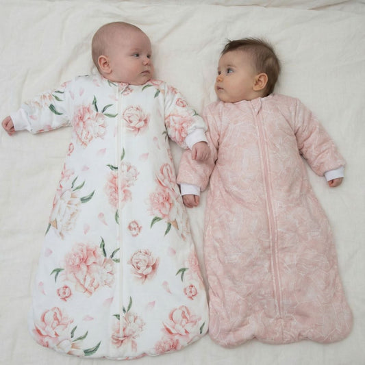 2 Winter Sleeping Bags - 2.5 TOG Pink Palm + Pretty Peony