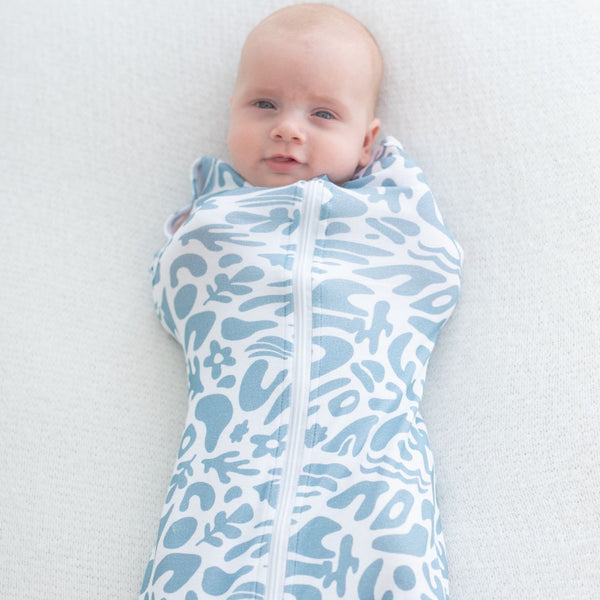 Newborn Cotton Sleeping Bag 1.0 TOG - Blue Swirl