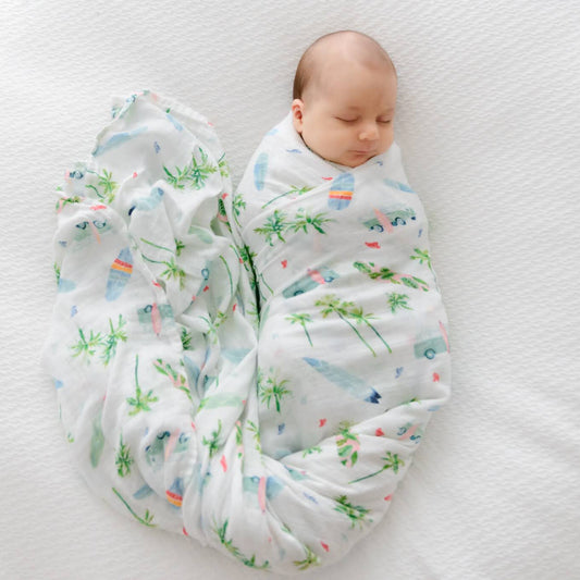 Organic Bamboo Cotton Swaddle | Chasing Waves