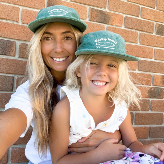 Matching Chasing Waves Cap Bundle - Stonewash Green