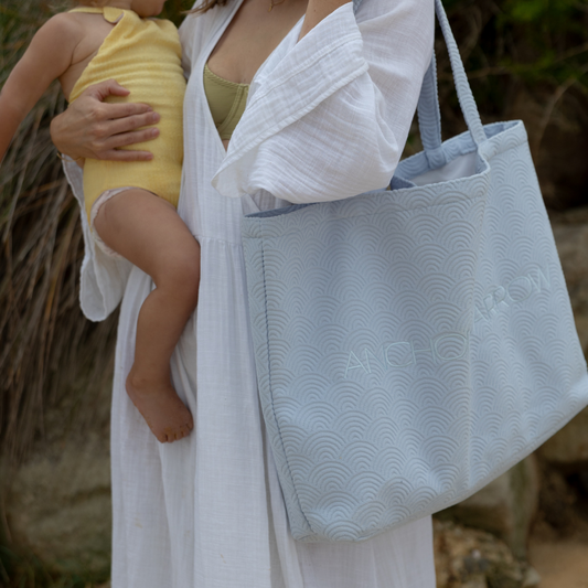 Terry Towel Beach Bag & Clutch | Sky Blue