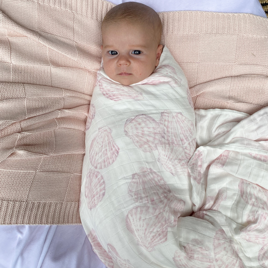 Organic Bamboo Cotton Swaddle | Sea Shells