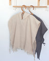 Linen Hooded Poncho Towel - Sand