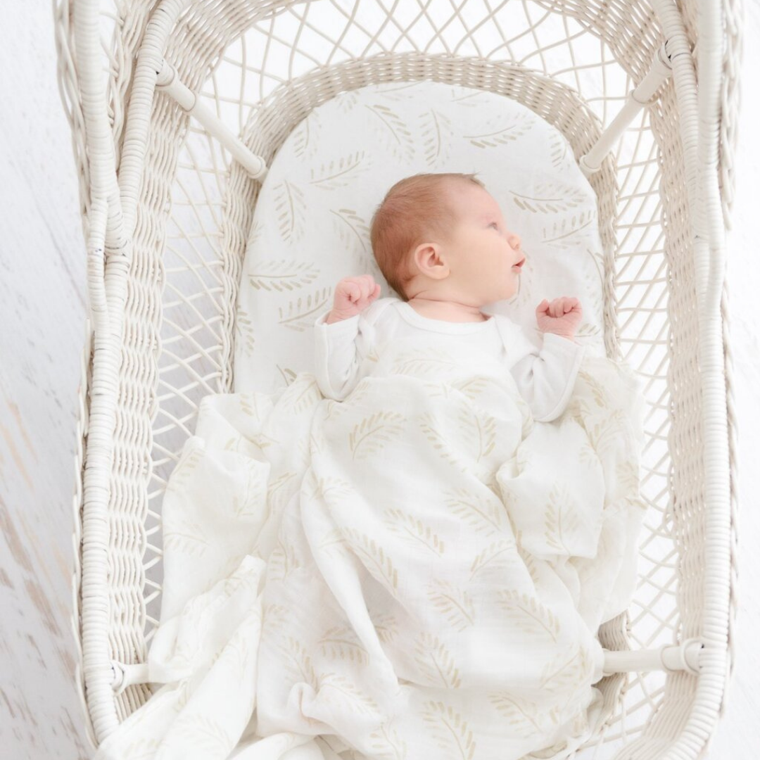 Fitted Jersey Cotton Bassinet sheet/Change Table Cover - Gold Fern