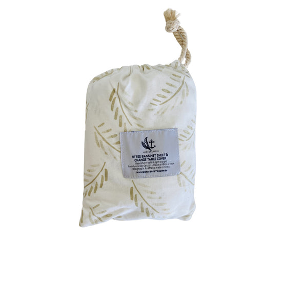 Fitted Jersey Cotton Bassinet sheet/Change Table Cover - Gold Fern