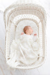 Organic Bamboo Cotton Swaddle + Cot + Bassinet Sheet Set - Gold Fern