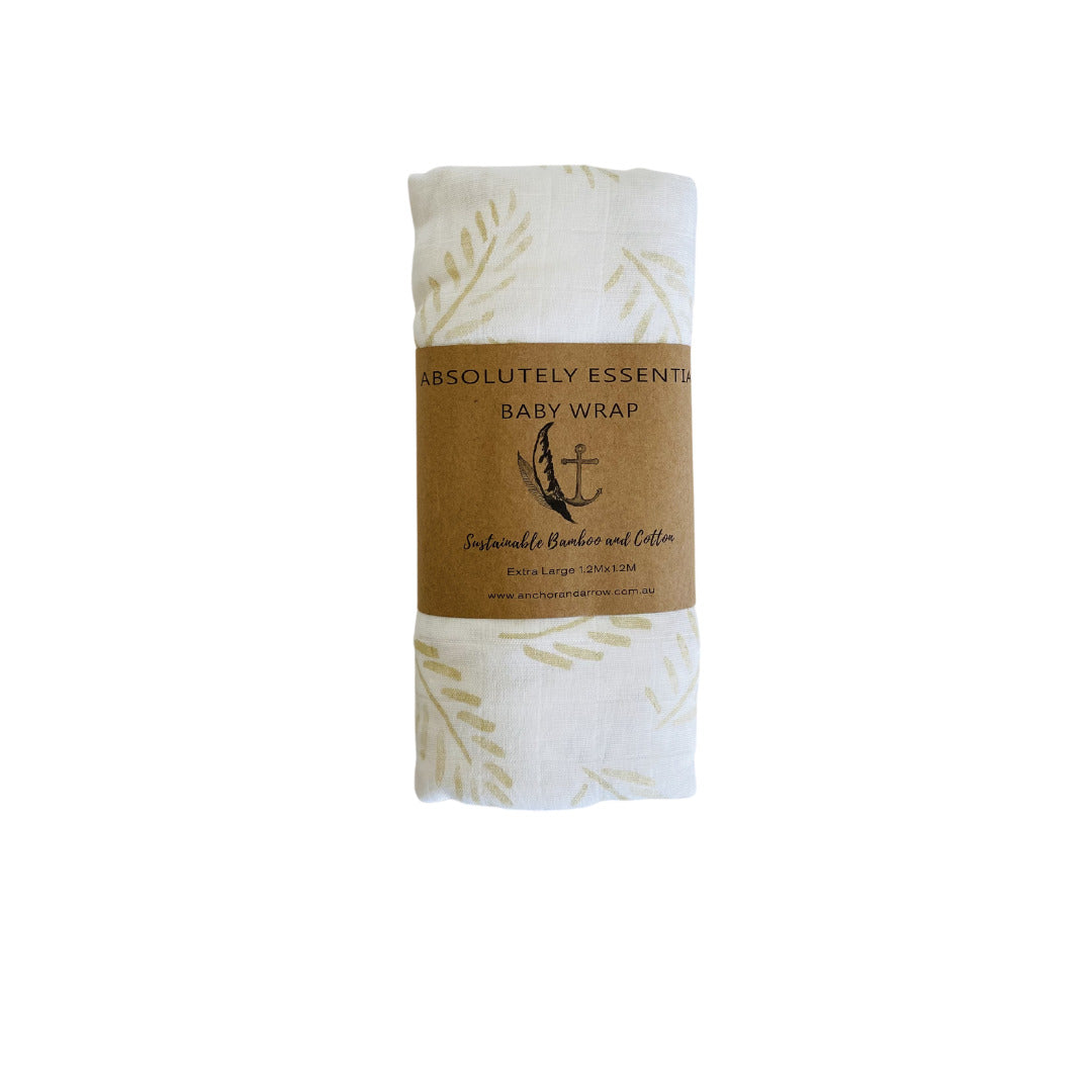 Organic Bamboo Cotton Swaddle - Gold Fern