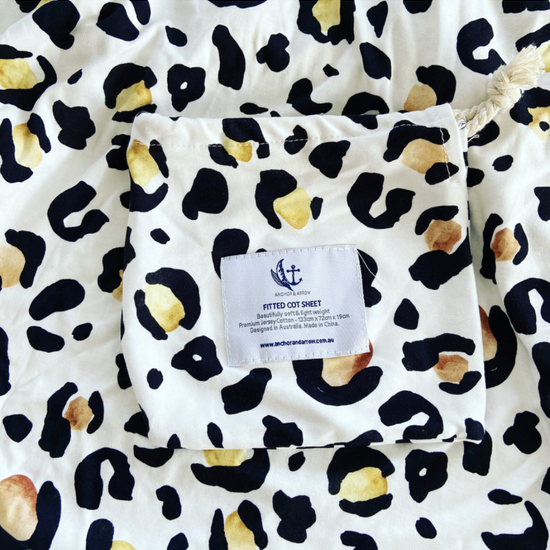 Jersey Cotton Cot Sheet - Leopard Print