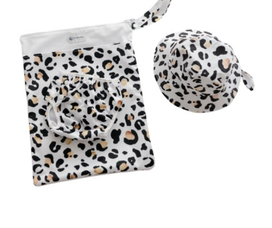Baby Swim Hat & Wet Bag - Leopard Print