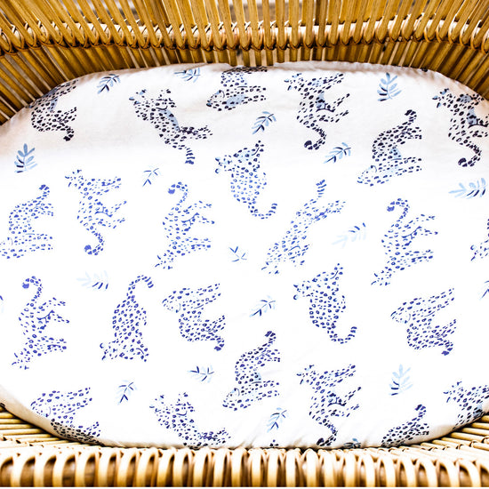 Fitted Jersey Cotton Bassinet Sheet/Change Table Cover - Little Leopards