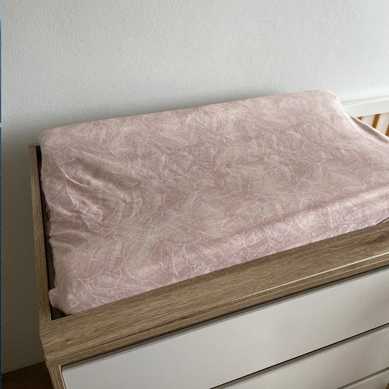 Fitted Jersey Cotton Bassinet Sheet/Change Table Cover - Pink Palm