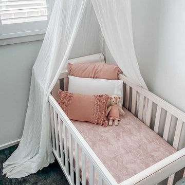 Jersey Cotton Cot Sheet - Pink Palm