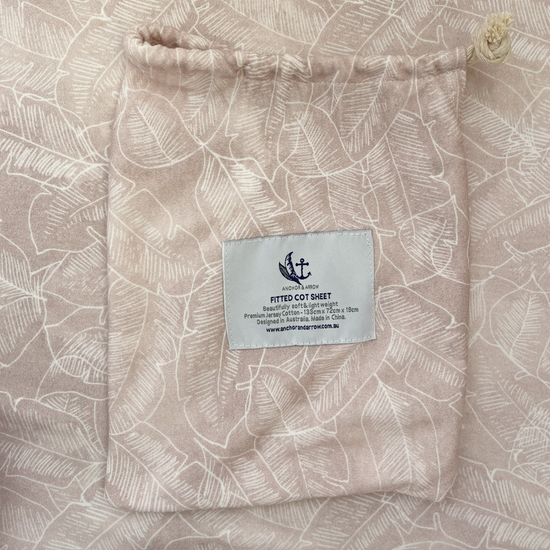 Jersey Cotton Cot Sheet - Pink Palm