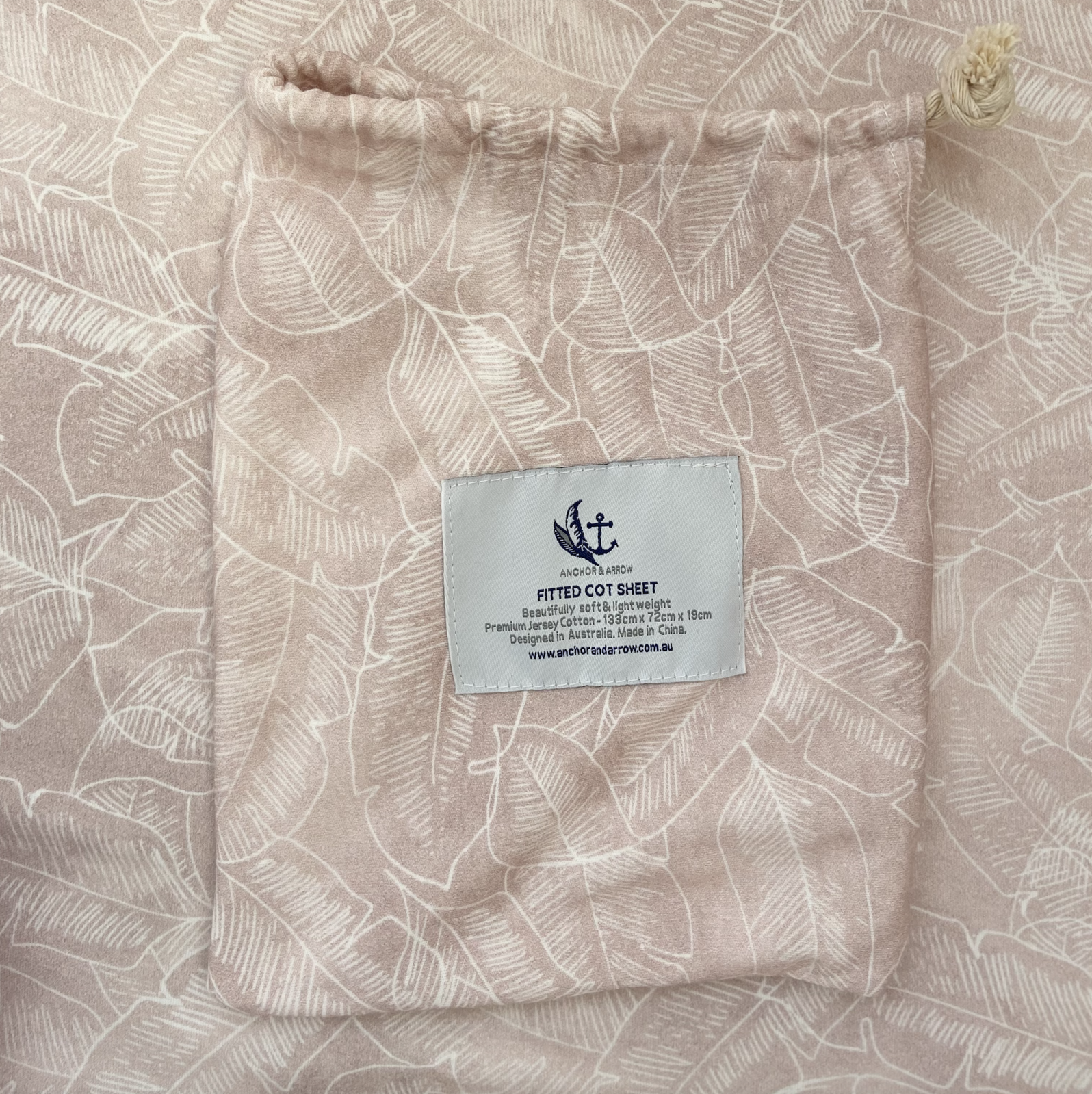 Jersey Cotton Cot Sheet - Pink Palm