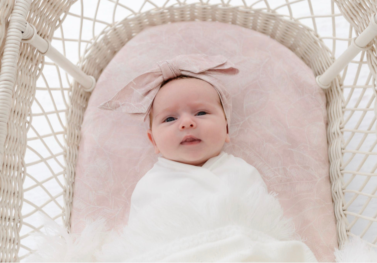 Organic Bamboo Cotton Swaddle + Cot + Bassinet Sheet - Pink Palm