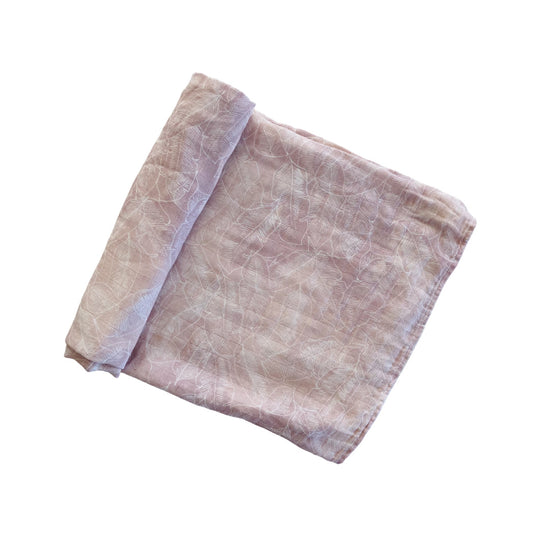 Organic Bamboo Cotton Swaddle + Cot + Bassinet Sheet - Pink Palm