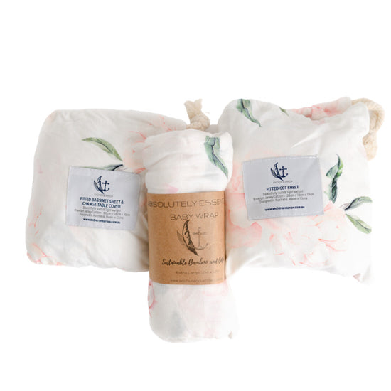 Fitted Jersey Cotton Bassinet Sheet/Change Table Cover - Pretty Peony