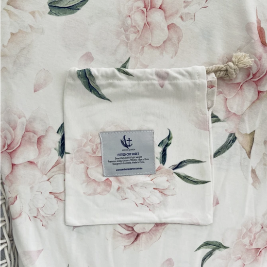 Jersey Cotton Cot Sheet - Pretty Peony