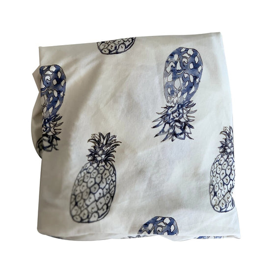 Fitted Jersey Cotton Bassinet Sheet/Change Table Cover - Indigo Pineapples