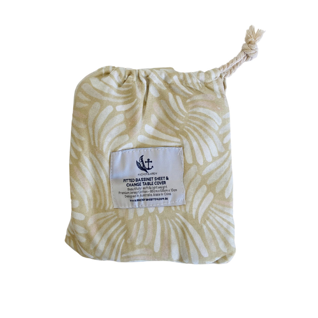 Fitted Jersey Cotton Bassinet Sheet/Change Table Cover - Sandy Shell