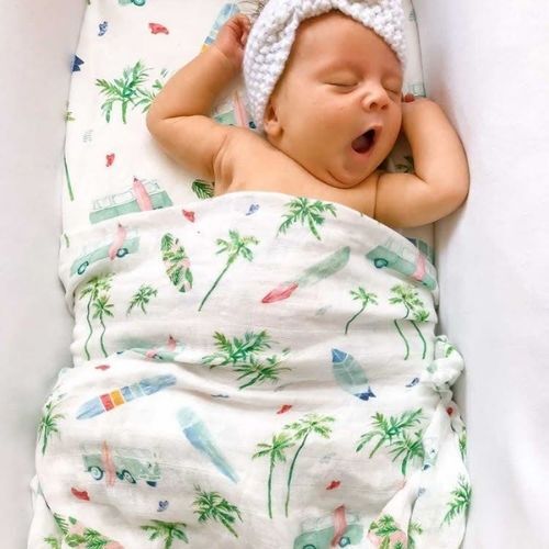 Organic Bamboo Cotton Swaddle - Chasing Waves