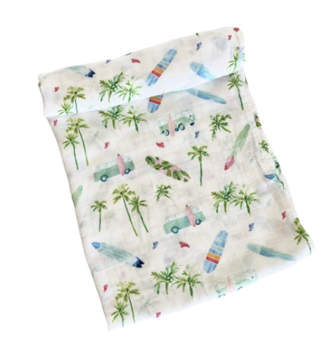 Organic Bamboo Cotton Swaddle - Chasing Waves