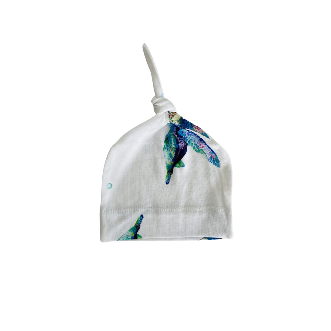 Jersey Baby Swaddle + Beanie -   Sea Turtles